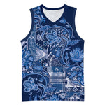 Afro Floral mix Maasai Shuka Basketball Jersey Blue Moitf - African Pride