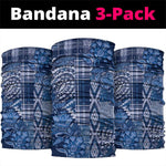 Afro Floral mix Maasai Shuka Neck Gaiter Blue Moitf LT9