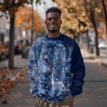 Afro Floral mix Maasai Shuka Sweatshirt Blue Moitf