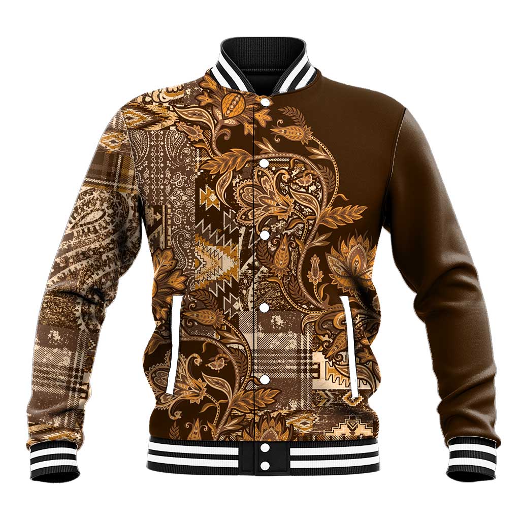 Afro Floral mix Maasai Shuka Baseball Jacket Gold Moitf LT9