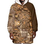 Afro Floral mix Maasai Shuka Wearable Blanket Hoodie Gold Moitf