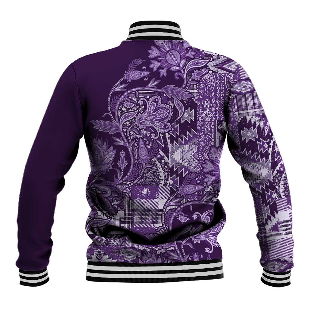 Afro Floral mix Maasai Shuka Baseball Jacket Purple Moitf LT9