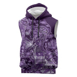 Afro Floral mix Maasai Shuka Sleeveless Hoodie Purple Moitf - African Pride