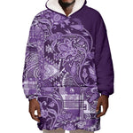 Afro Floral mix Maasai Shuka Wearable Blanket Hoodie Purple Moitf