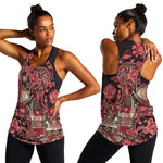 Afro Floral mix Maasai Shuka Women Racerback Tank Red Moitf