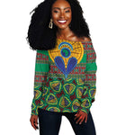 Afro Pattern Traditional Kanga Style Off Shoulder Sweater