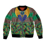 Afro Pattern Traditional Kanga Style Sleeve Zip Bomber Jacket
