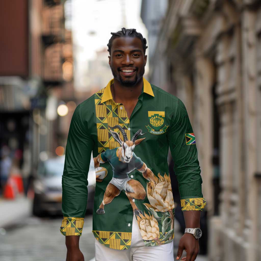 South Africa Rugby History World Champions Long Sleeve Button Shirt Springboks Make History