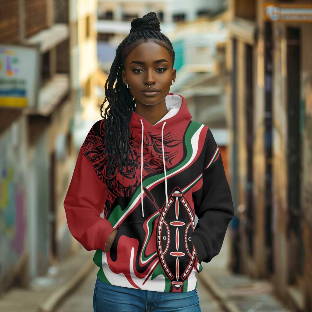 Happy Jamhuri Day Kenya Hoodie Kenyan Lion and Maasai Shield
