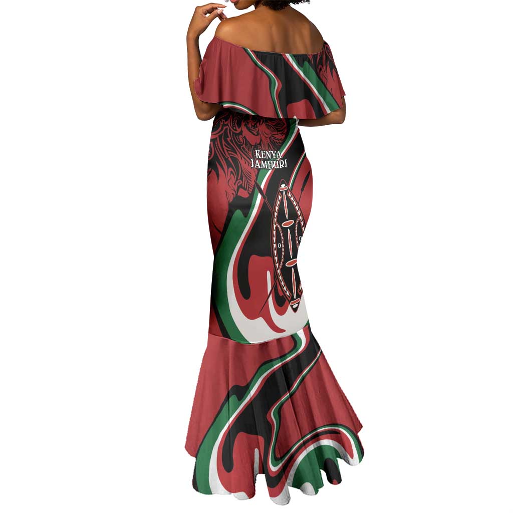 Happy Jamhuri Day Kenya Mermaid Dress Kenyan Lion and Maasai Shield