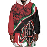Happy Jamhuri Day Kenya Wearable Blanket Hoodie Kenyan Lion and Maasai Shield