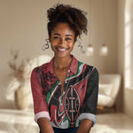 Happy Jamhuri Day Kenya Women Casual Shirt Kenyan Lion and Maasai Shield LT9