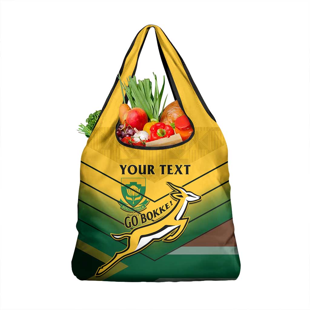 Custom South Africa Rugby Grocery Bag Springboks Go Champions African Pattern