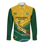 Custom South Africa Rugby Long Sleeve Button Shirt Springboks Go Champions African Pattern