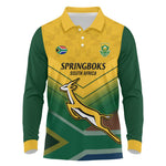 Custom South Africa Rugby Long Sleeve Polo Shirt Springboks Go Champions African Pattern