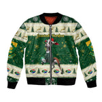 Custom South Africa Rugby Christmas Bomber Jacket Geseende Kersfees Springboks African Pattern