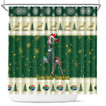 Custom South Africa Rugby Christmas Shower Curtain Geseende Kersfees Springboks African Pattern