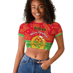 Personalised Eritrea Christmas Raglan Cropped T shirt Eritrean Olive Santa Claus Merry Xmas