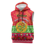 Personalised Eritrea Christmas Sleeveless Hoodie Eritrean Olive Santa Claus Merry Xmas - African Pride