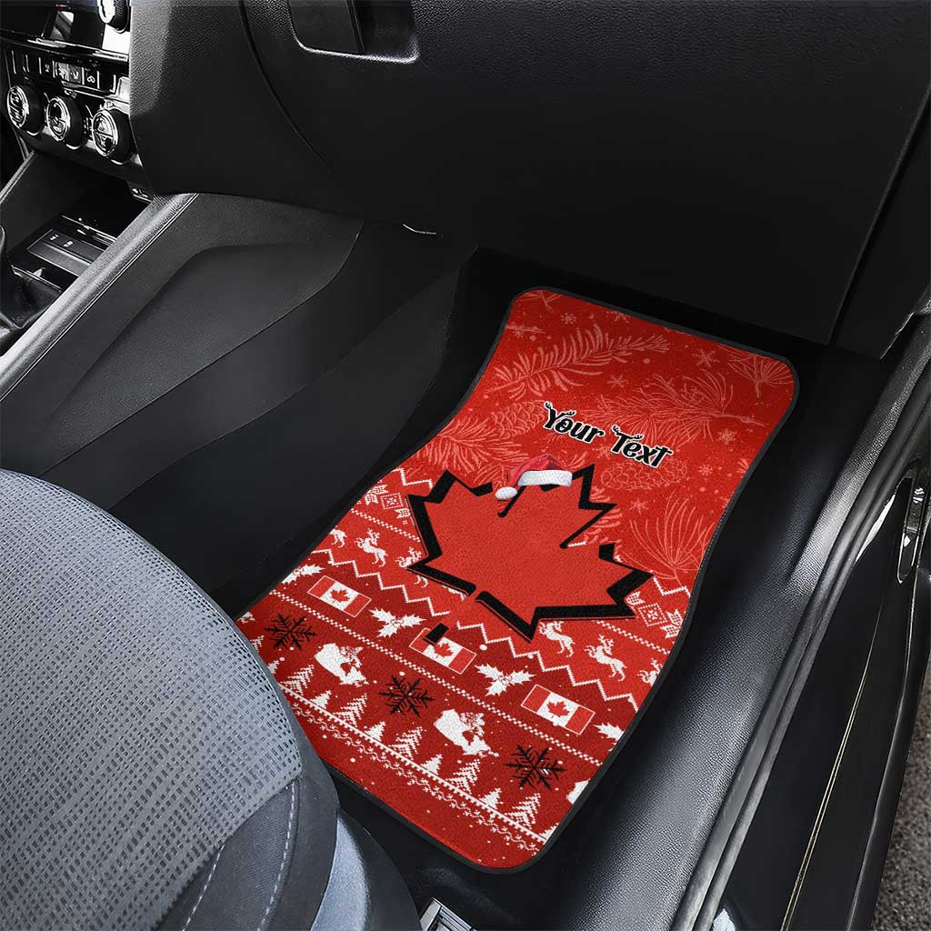 Personalised Canada Christmas Car Mats Maple Leaf Santa With Map Merry Xmas
