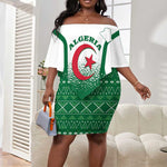 Personalized Afro Algeria Off Shoulder Short Dress Coat Of Arms African Pattern