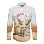 Afro Algeria Fennec Fox Long Sleeve Button Shirt Algerian Sahara Vulpes zerda