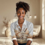 Afro Algeria Fennec Fox Women Casual Shirt Algerian Sahara Vulpes zerda LT14