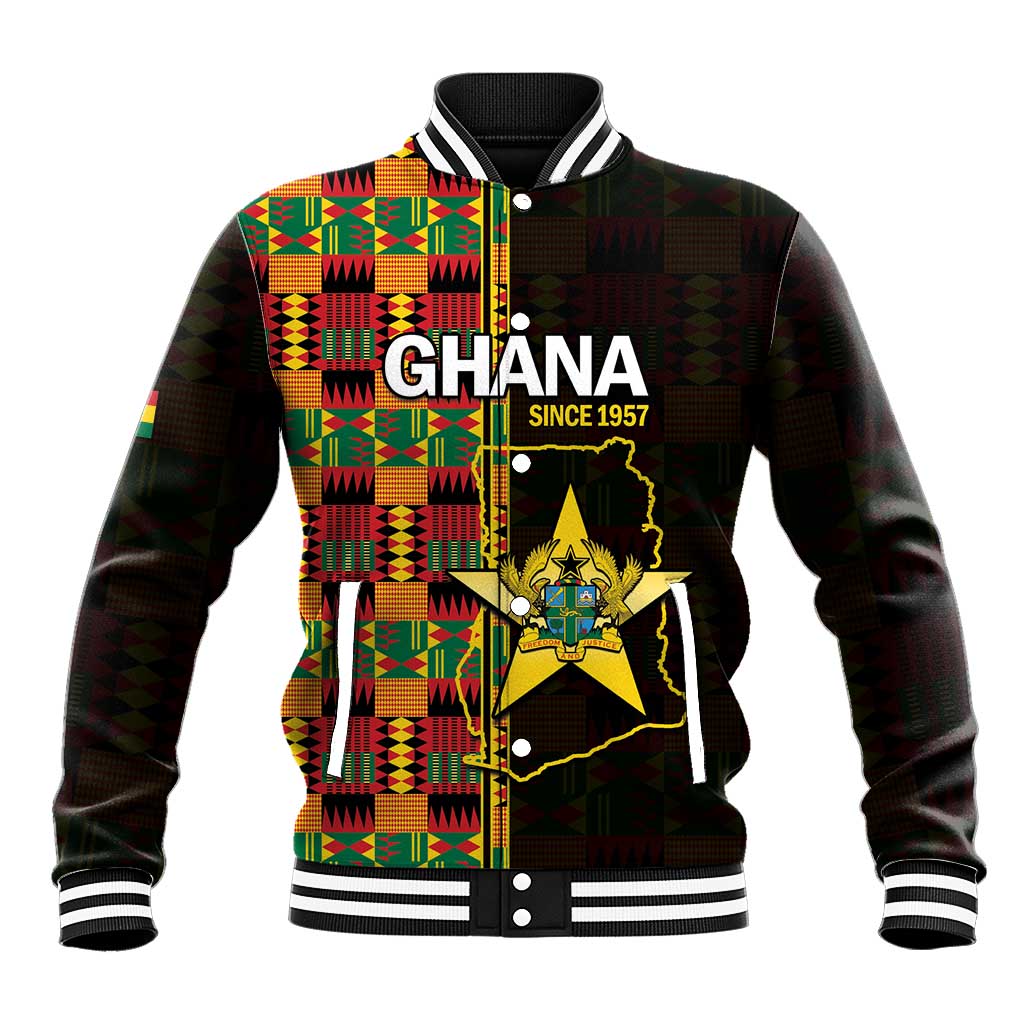 Afro Ghana Independence Day Baseball Jacket Ghanaian 1957 Kente Pattern