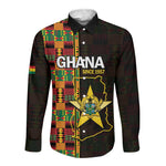 Afro Ghana Independence Day Long Sleeve Button Shirt Ghanaian 1957 Kente Pattern