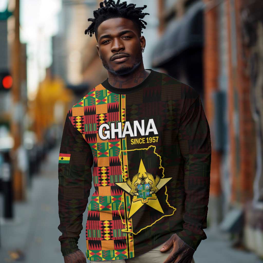 Afro Ghana Independence Day Long Sleeve Shirt Ghanaian 1957 Kente Pattern