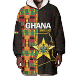 Afro Ghana Independence Day Wearable Blanket Hoodie Ghanaian 1957 Kente Pattern