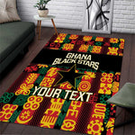 Custom Ghana Black Stars Area Rug Adinkra Pattern - Football Style