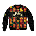 Custom Ghana Black Stars Bomber Jacket Adinkra Pattern - Football Style