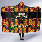 Custom Ghana Black Stars Hooded Blanket Adinkra Pattern - Football Style