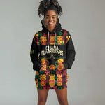 Custom Ghana Black Stars Hoodie Dress Adinkra Pattern - Football Style