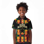 Custom Ghana Black Stars Kid Polo Shirt Adinkra Pattern - Football Style
