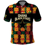 Custom Ghana Black Stars Polo Shirt Adinkra Pattern - Football Style