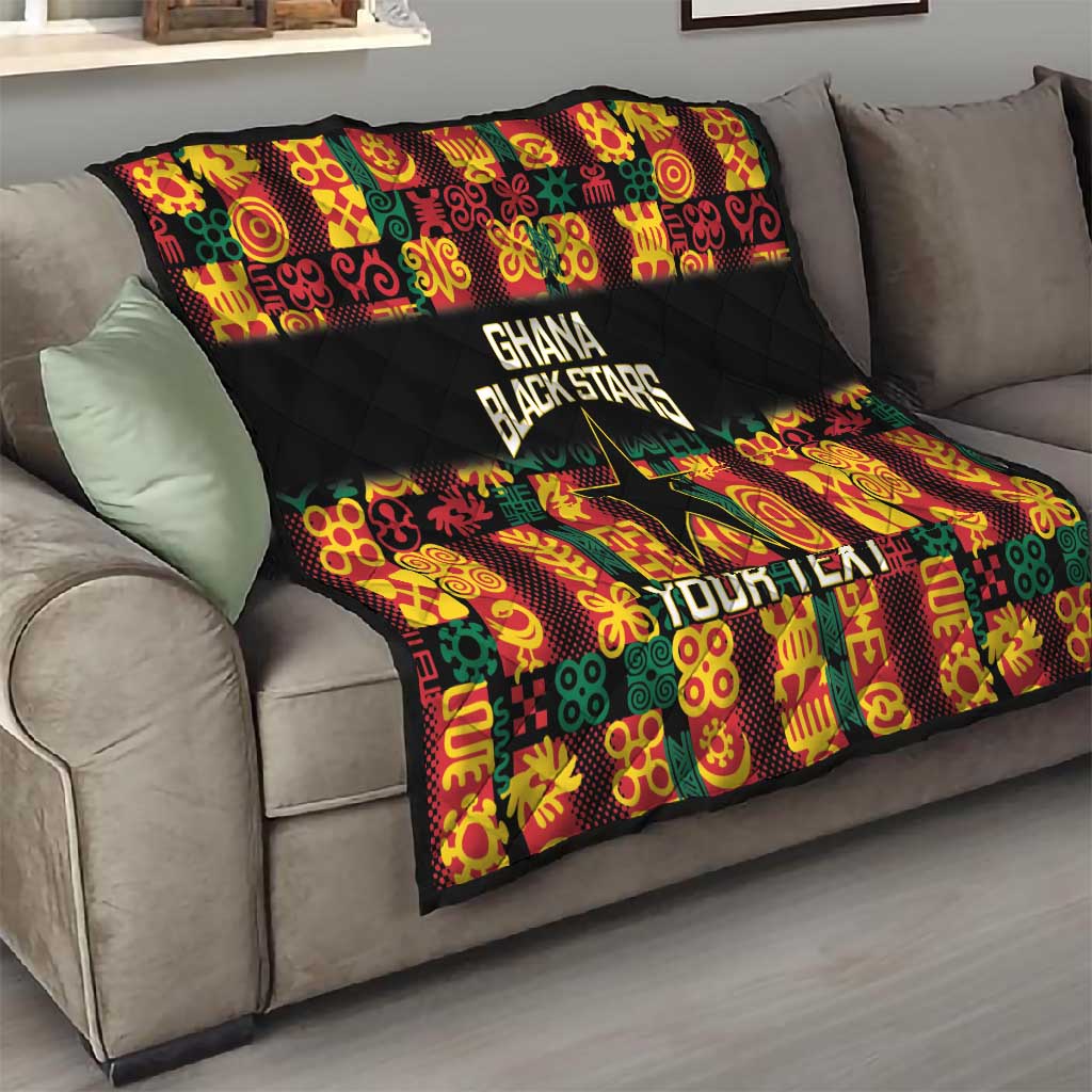 Custom Ghana Black Stars Quilt Adinkra Pattern - Football Style