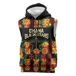 Custom Ghana Black Stars Sleeveless Zip Hoodie Adinkra Pattern - Football Style - African Pride