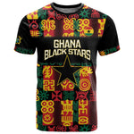 Custom Ghana Black Stars T shirt Adinkra Pattern - Football Style