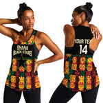 Custom Ghana Black Stars Women Racerback Tank Adinkra Pattern - Football Style