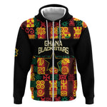 Custom Ghana Black Stars Zip Hoodie Adinkra Pattern - Football Style