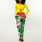 Custom Ghana Black Batters Long Sleeve Bodycon Dress Ghanaian Tawny Eagle - Cricket Style LT14