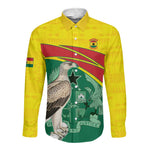 Custom Ghana Black Batters Long Sleeve Button Shirt Ghanaian Tawny Eagle - Cricket Style