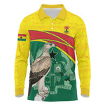 Custom Ghana Black Batters Long Sleeve Polo Shirt Ghanaian Tawny Eagle - Cricket Style