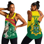 Custom Ghana Black Batters Women Racerback Tank Ghanaian Tawny Eagle - Cricket Style