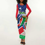 Afro Namibia Independence Day Long Sleeve Bodycon Dress Namibian 1990 African Pattern LT14