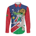 Afro Namibia Independence Day Long Sleeve Button Shirt Namibian 1990 African Pattern