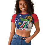 Afro Namibia Independence Day Raglan Cropped T shirt Namibian 1990 African Pattern