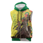 Senegal Monument de la Renaissance Sleeveless Zip Hoodie Africaine Ankara Pattern - African Pride